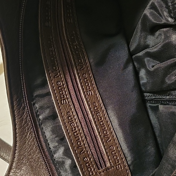 Stone Mountain brown leather shoulder bag very good condition front zip pouch ba - Picture 6 of 14
